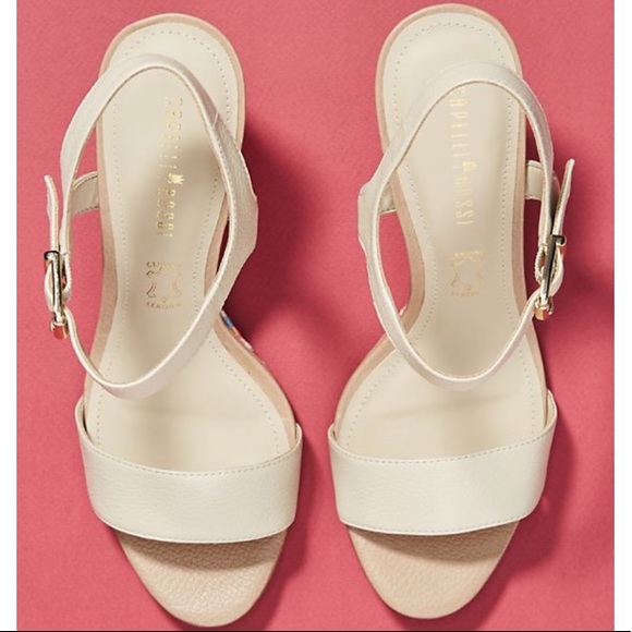 🆕NIB multicolored raffia wedge leather sandals - Picture 3 of 8